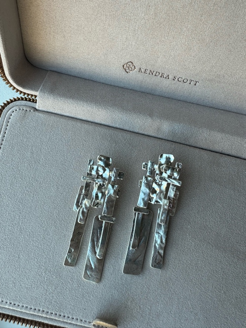 Kendra Scott Lynne Silver Hammered Multi-Bar Drop Earrings